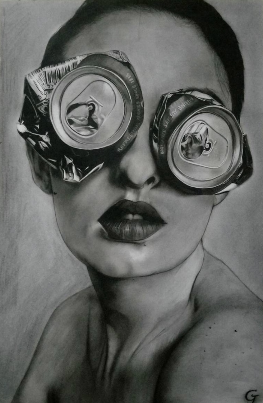 Augusta, original monochrome drawing